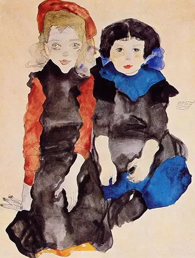 Two Little Girls Egon Schiele